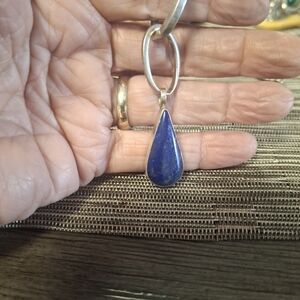 Sterling Silver Lapis Teardrop Pendant - Blue